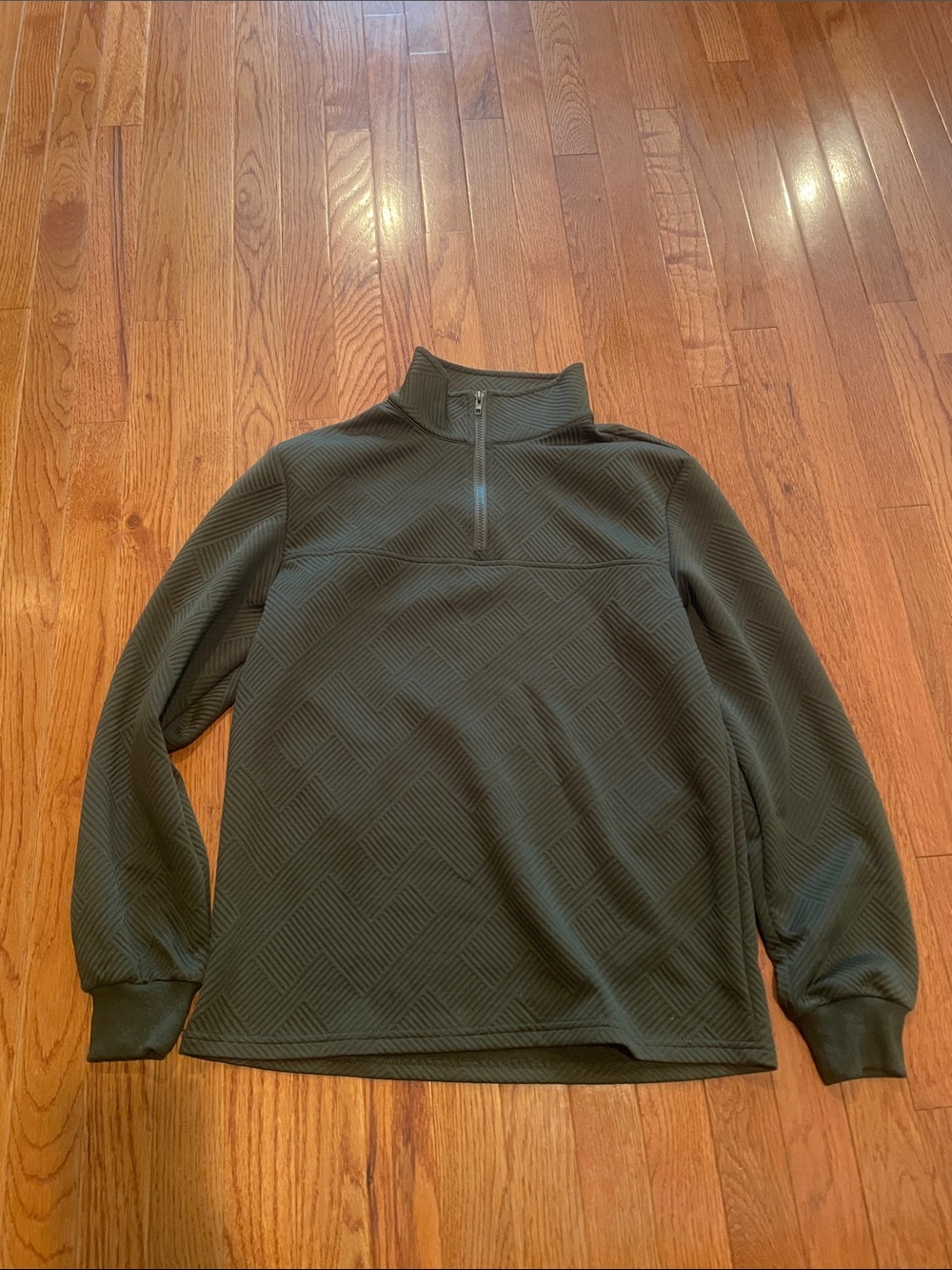 Men's Quarter-Zip Pullover Sweater in Olive Green